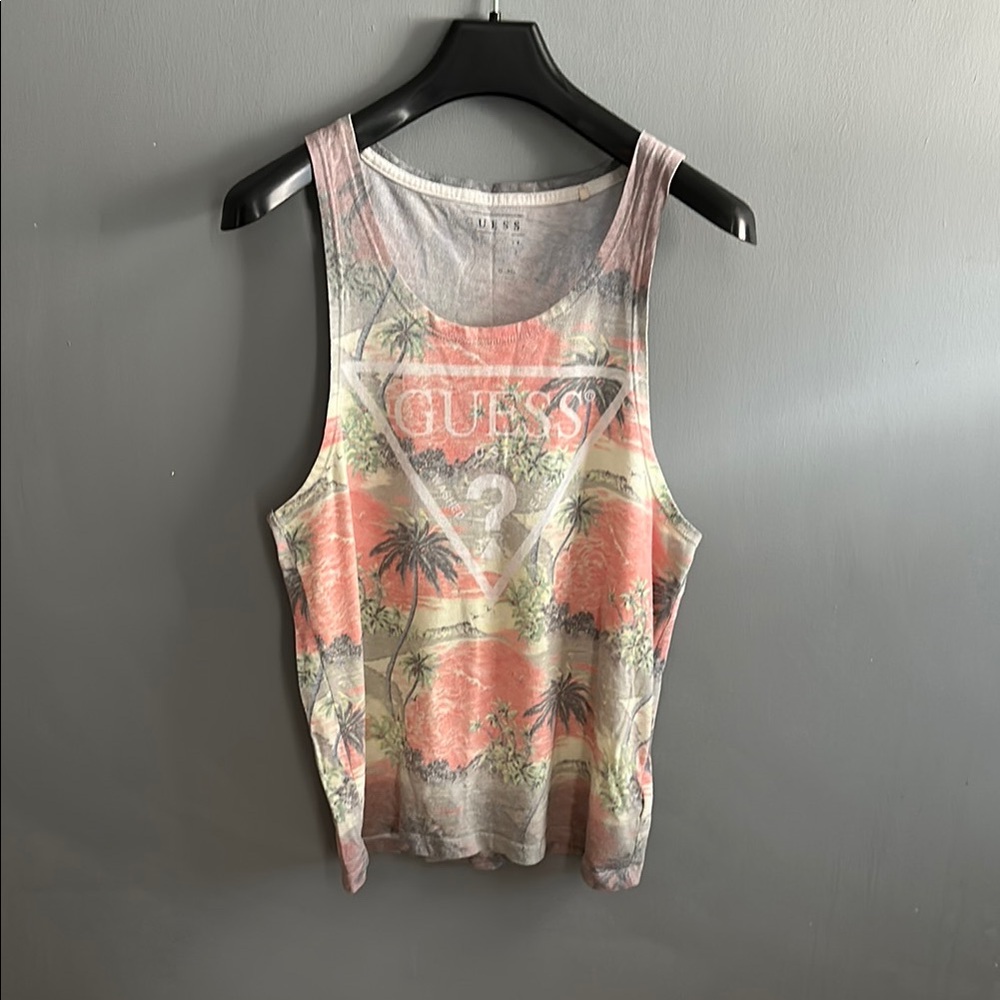Guess Pink Graphic Crop Tank Top